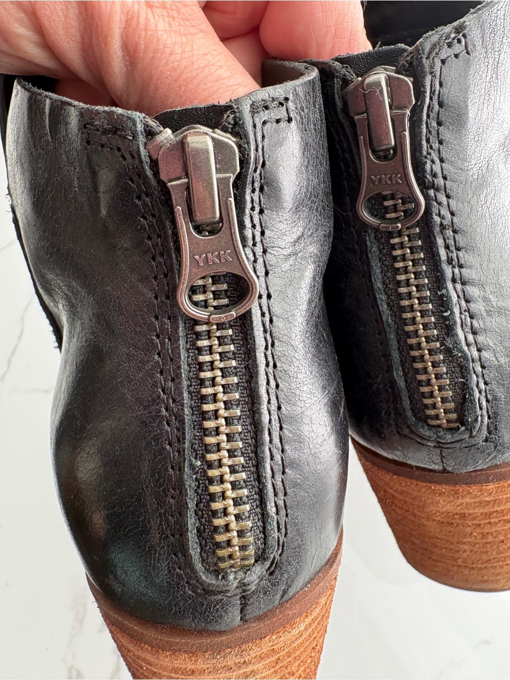 Kork-Ease sz 6.5 Chandra Black Leather Ankle Bootie Boot Zip-up - Picture 7 of 11